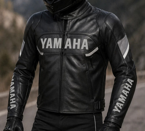 Giacca pelle moto yamaha - moto, nera